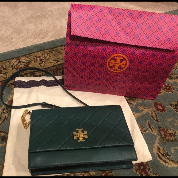 Tory Burch Georgia turn lock crossbody green